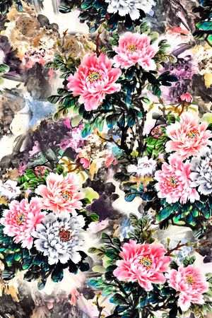 水墨风印花花型图片
