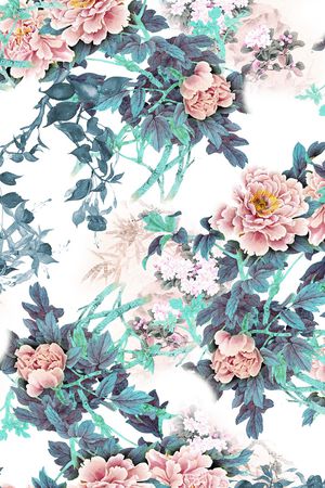 手绘花卉印花花型图片