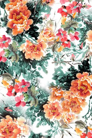 手绘花卉印花花型图片