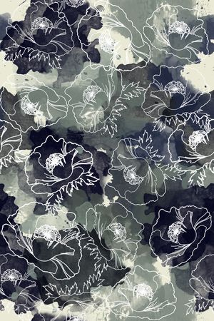 泼墨印花花型图片