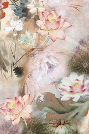 手绘花卉印花花型图片