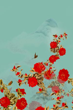 牡丹印花花型图片