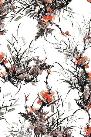 泼墨印花花型图片