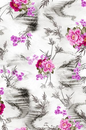 泼墨印花花型图片