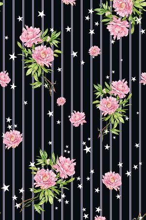 手绘花卉印花花型图片