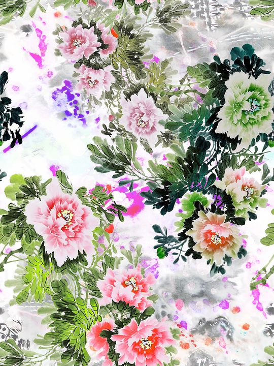 泼墨印花花型图片