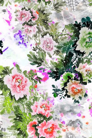泼墨印花花型图片