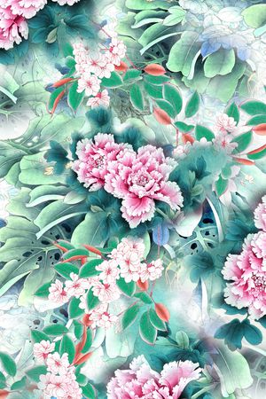手绘花卉印花花型图片