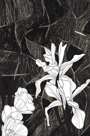 黑白花型印花花型图片