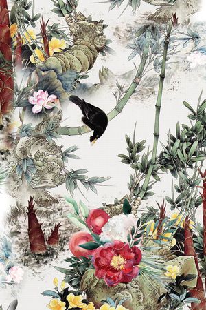 花鸟印花花型图片