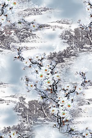 玉兰花印花花型图片