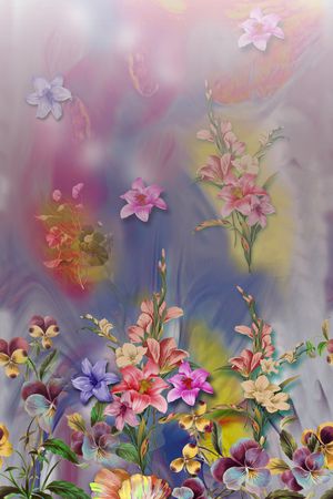 手绘花卉印花花型图片