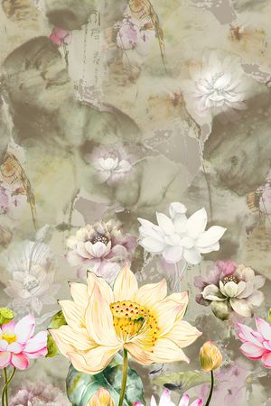 水墨风印花花型图片