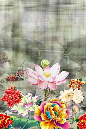 牡丹印花花型图片