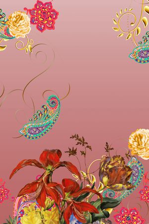 手绘花卉印花花型图片