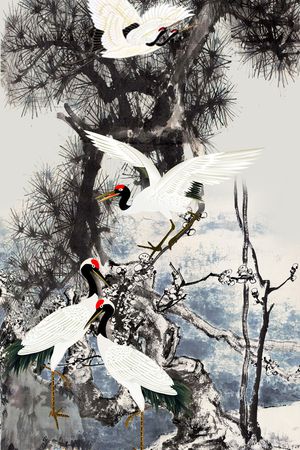 仙鹤印花花型图片