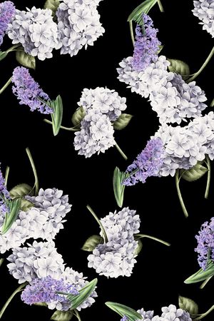 黑底花卉印花花型图片