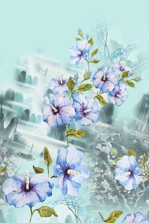 春夏花型印花花型图片