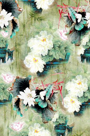 春夏花型印花花型图片