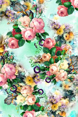 手绘花卉印花花型图片
