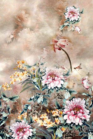 牡丹印花花型图片